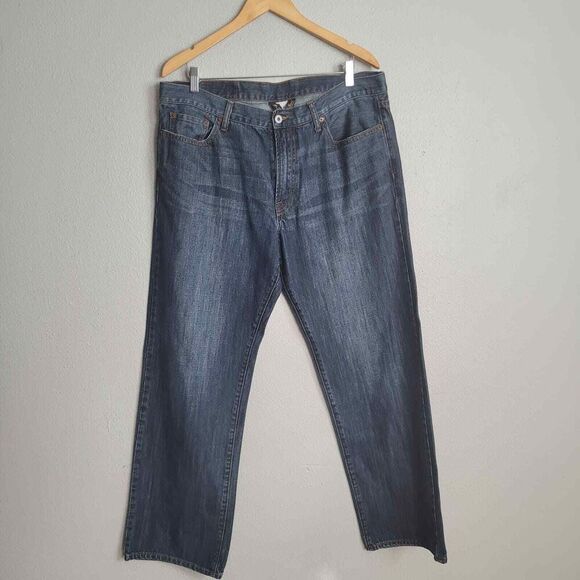 Lucky Other - Lucky Brand Denim Jeans Mens 36 Whiskered Loose Straight Leg Medium Was Mid Rise